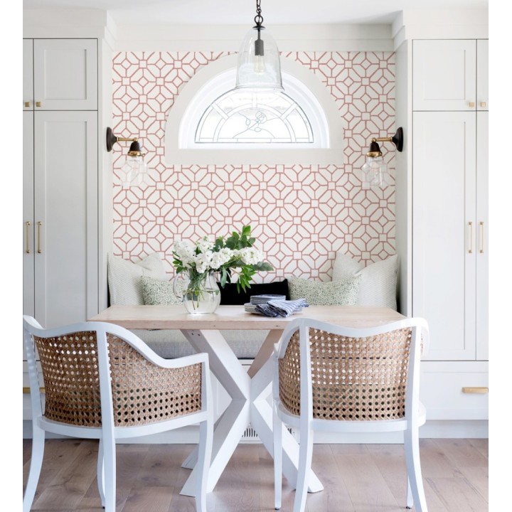 Papel pintado de celosía roja estilo boho - Mosset 682501