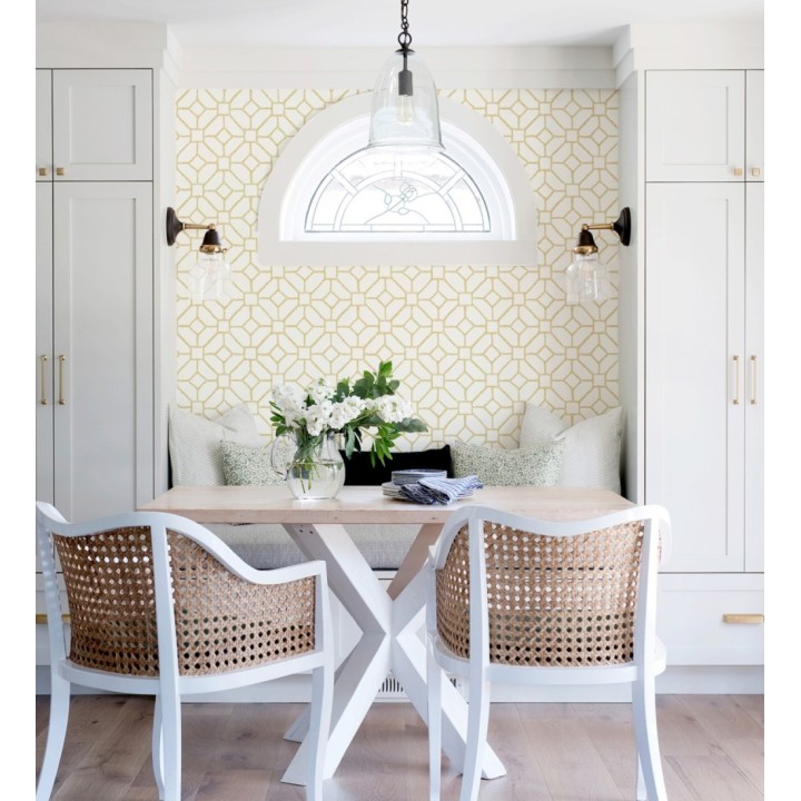 Papel pintado de celosía ocre estilo boho - Mosset 682502