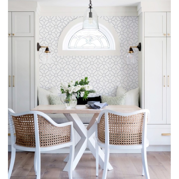 Papel pintado de celosía estilo boho gris claro - Mosset 682503