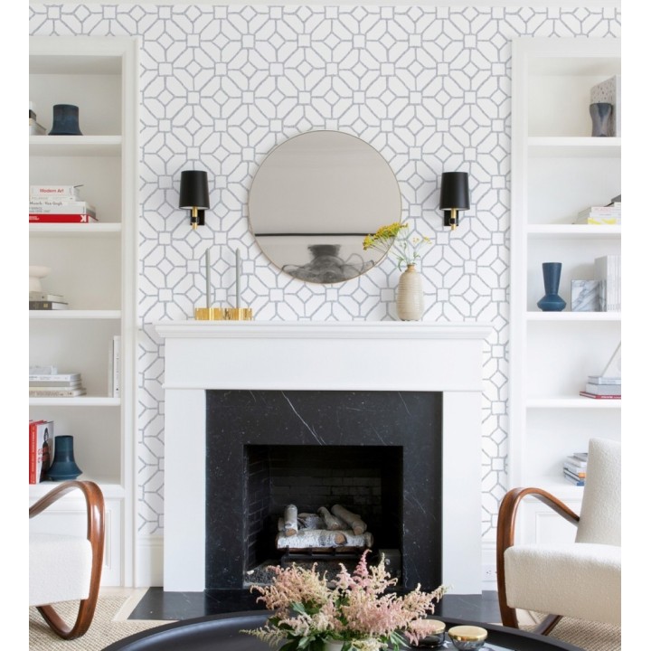 Papel pintado de celosía estilo boho gris claro - Mosset 682503