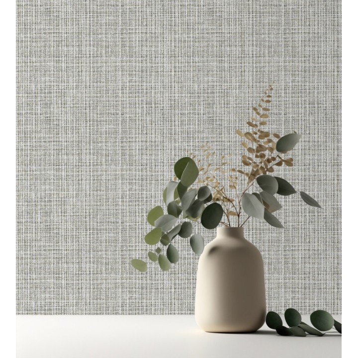 Papel pintado tejido de lino color tonos grises cálido con textura - London Textile 682505