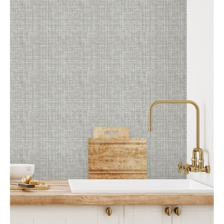 Papel pintado tejido de lino color tonos grises cálido con textura - London Textile 682505