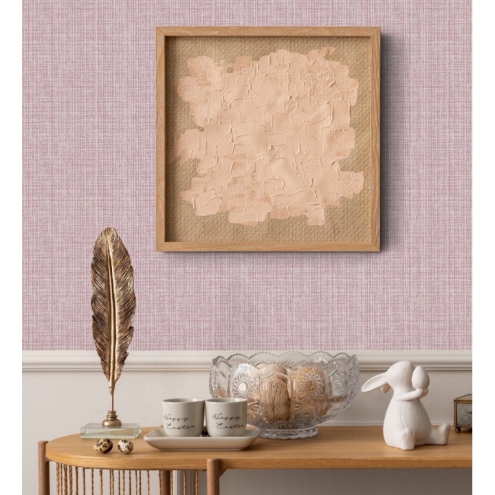 Papel pintado tejido de lino tonos frambuesa con textura - London Textile 682510