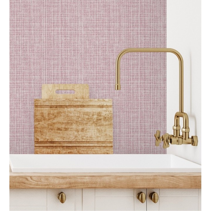 Papel pintado tejido de lino tonos frambuesa con textura - London Textile 682510