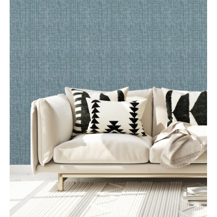 Papel pintado tejido de lino tonos azules con textura - London Textile 682511
