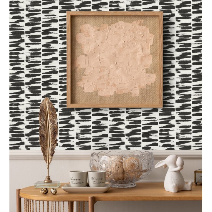 Papel pintado abstracto con pinceladas de pintura negra estilo africano - Wari 682512