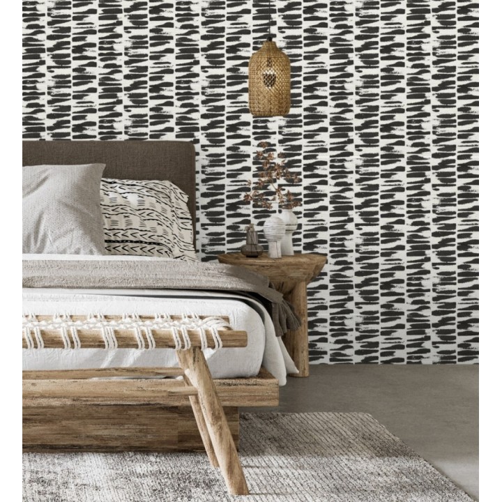 Papel pintado abstracto con pinceladas de pintura negra estilo africano - Wari 682512