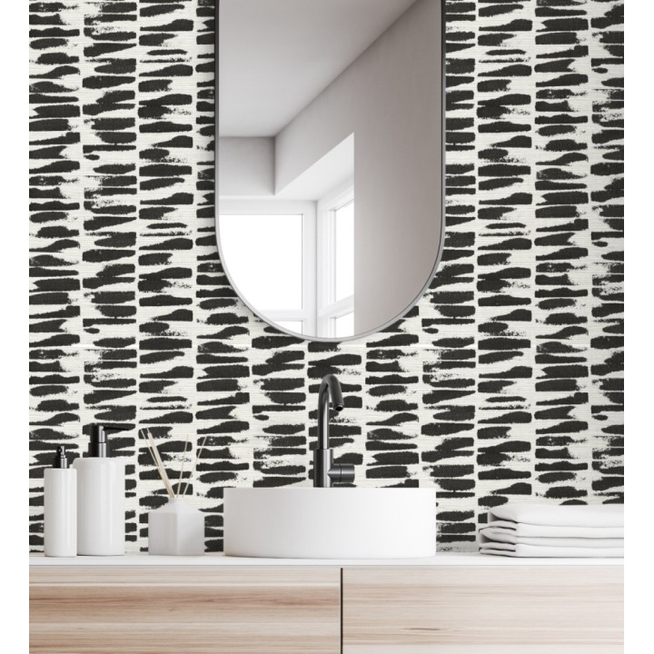 Papel pintado abstracto con pinceladas de pintura negra estilo africano - Wari 682512