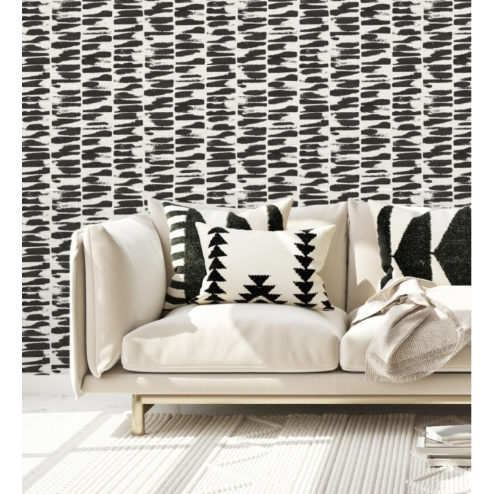 Papel pintado abstracto con pinceladas de pintura negra estilo africano - Wari 682512