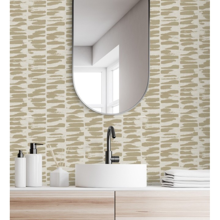 Papel pintado abstracto con pinceladas de pintura dorada estilo africano - Wari 682513