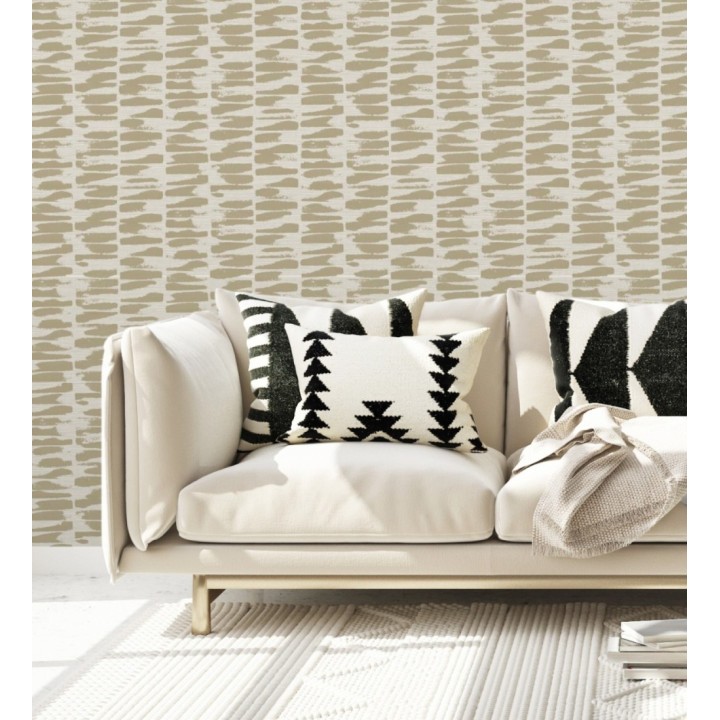 Papel pintado abstracto con pinceladas de pintura dorada estilo africano - Wari 682513