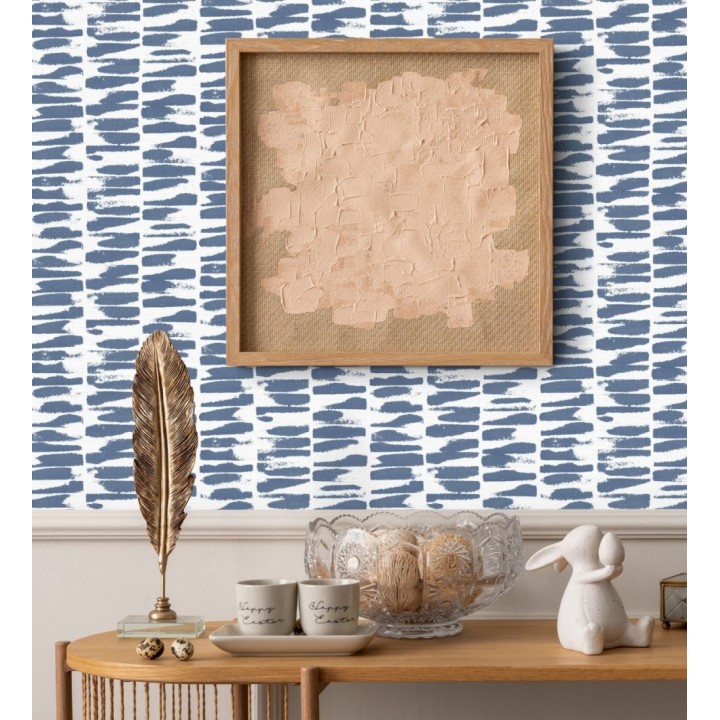 Papel pintado abstracto con pinceladas de pintura azul estilo africano - Wari 682514