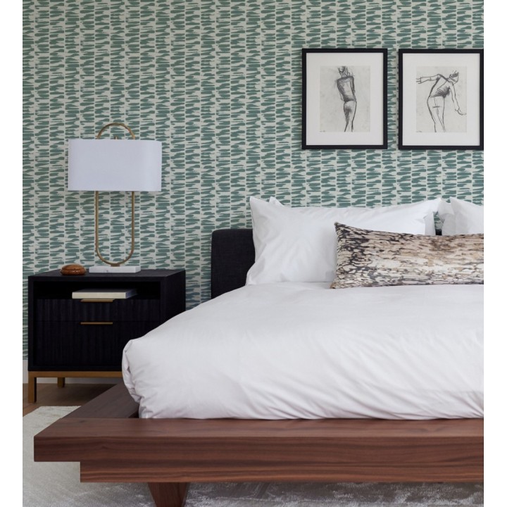 Papel pintado abstracto con pinceladas de pintura turquesa pálido estilo africano - Wari 682515