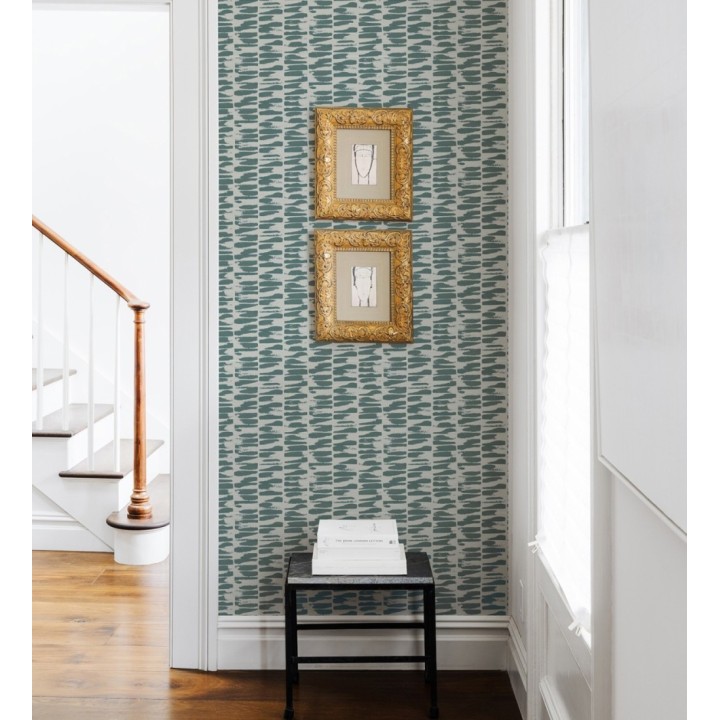 Papel pintado abstracto con pinceladas de pintura turquesa pálido estilo africano - Wari 682515