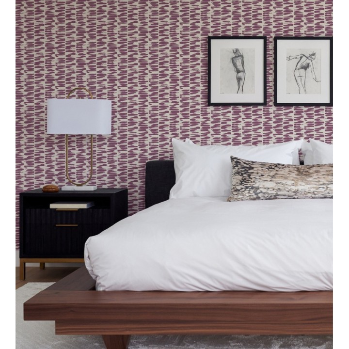 Papel pintado abstracto con pinceladas de pintura color berenjena estilo africano - Wari 682517