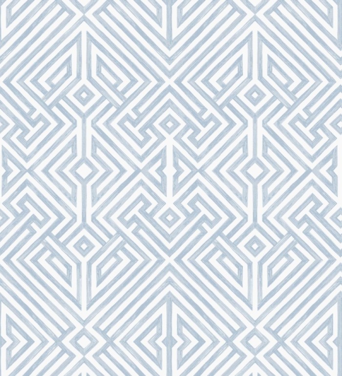 Papel pintado geométrico de líneas azules con diseño art déco  - Akarus 682518