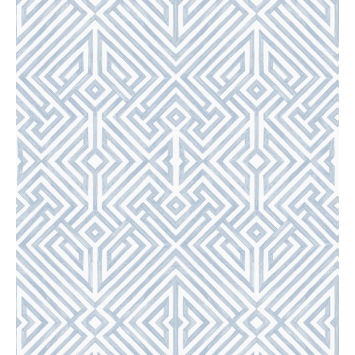 Papel pintado geométrico de líneas azules con diseño art déco  - Akarus 682518