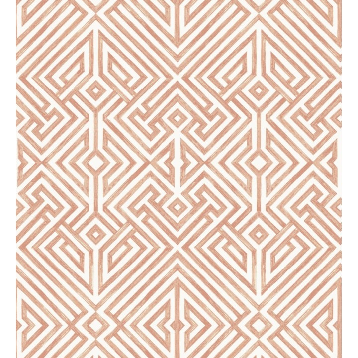Papel pintado geométrico de líneas terracota claro con diseño art déco  - Akarus 682519
