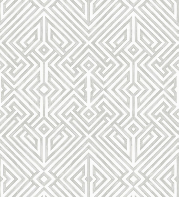 Papel pintado geométrico de líneas gris claro metalizado con diseño art déco  - Akarus 682520