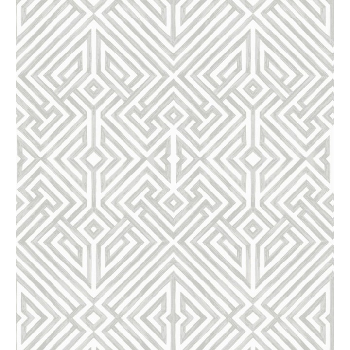 Papel pintado geométrico de líneas gris claro metalizado con diseño art déco  - Akarus 682520