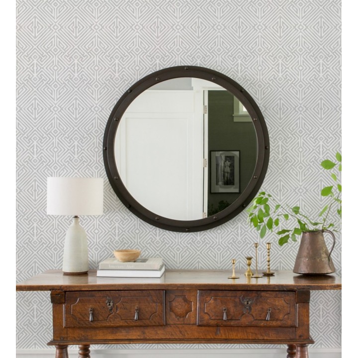 Papel pintado geométrico de líneas gris claro metalizado con diseño art déco  - Akarus 682520