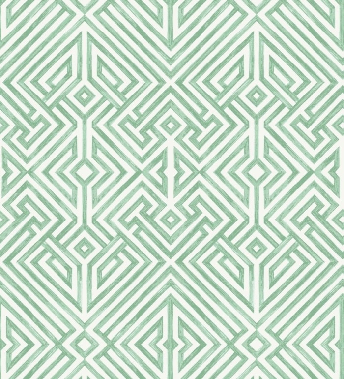 Papel pintado geométrico de líneas verdes con diseño art déco  - Akarus 682521