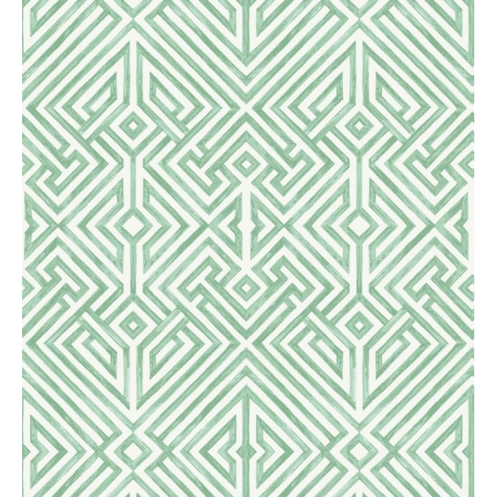 Papel pintado geométrico de líneas verdes con diseño art déco  - Akarus 682521