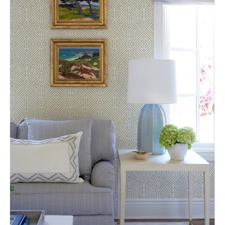 Papel pintado geométrico de líneas doradas con diseño art déco  - Akarus 682522