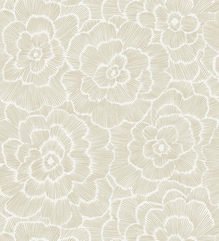 Papel pintado de flores grandes color beige tostado - Dublin Flowers 682523
