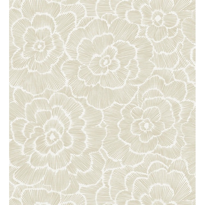 Papel pintado de flores grandes color beige tostado - Dublin Flowers 682523