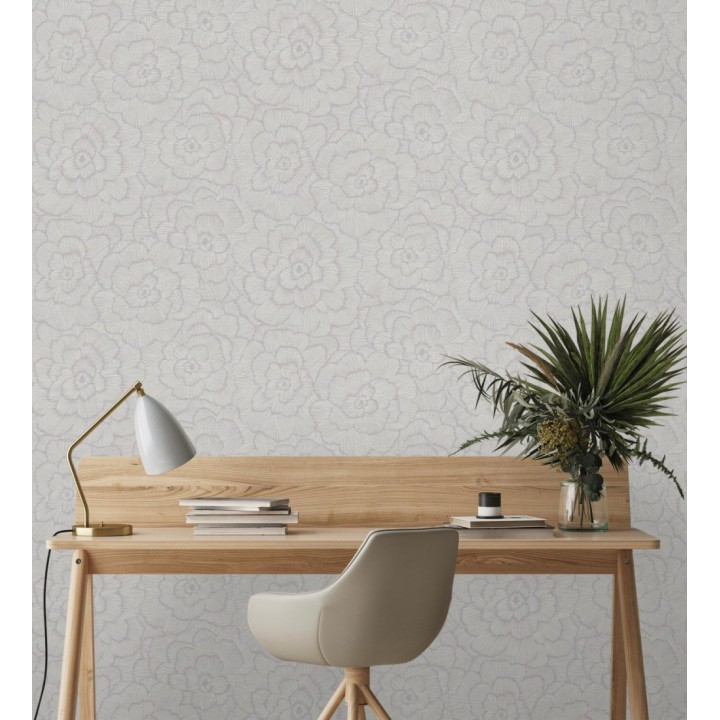 Papel pintado de flores grandes color gris violáceo - Dublin Flowers 682524