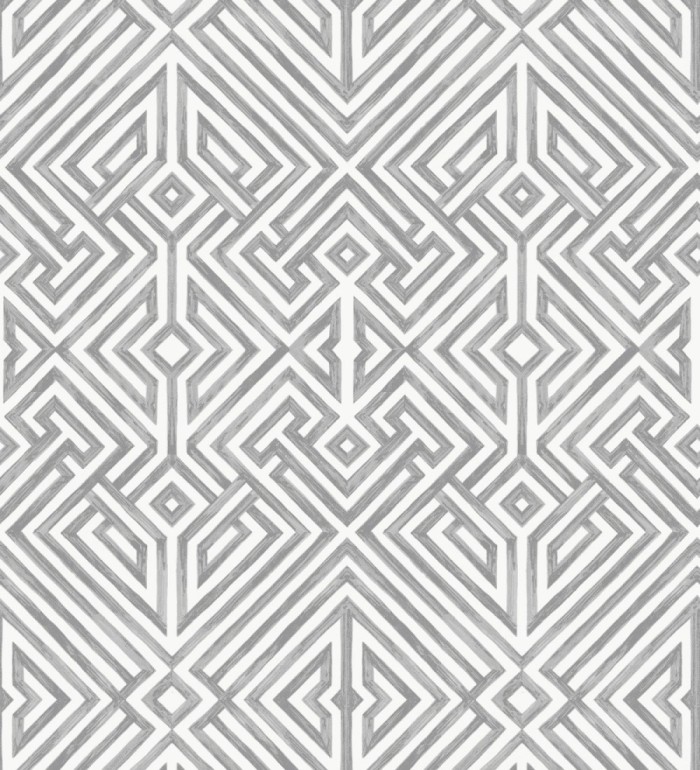 Papel pintado geométrico de líneas grises con diseño art déco  - Akarus 682525