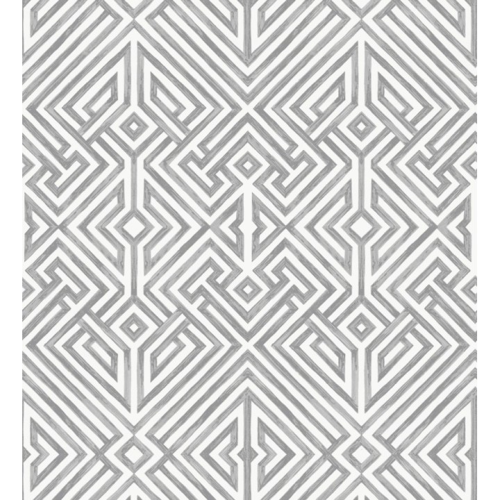 Papel pintado geométrico de líneas grises con diseño art déco  - Akarus 682525