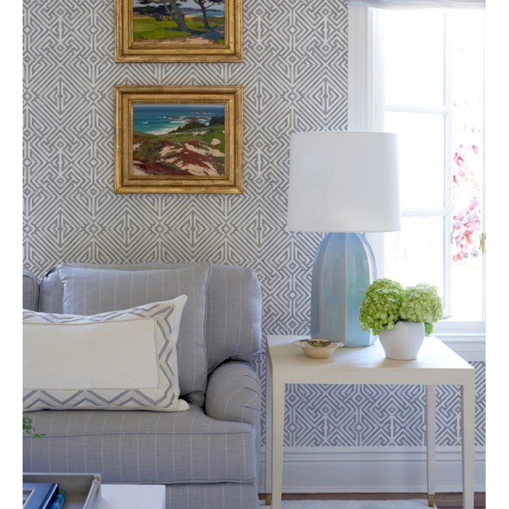 Papel pintado geométrico de líneas grises con diseño art déco  - Akarus 682525