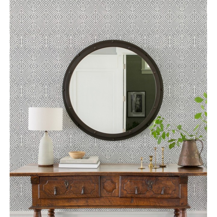 Papel pintado geométrico de líneas grises con diseño art déco  - Akarus 682525