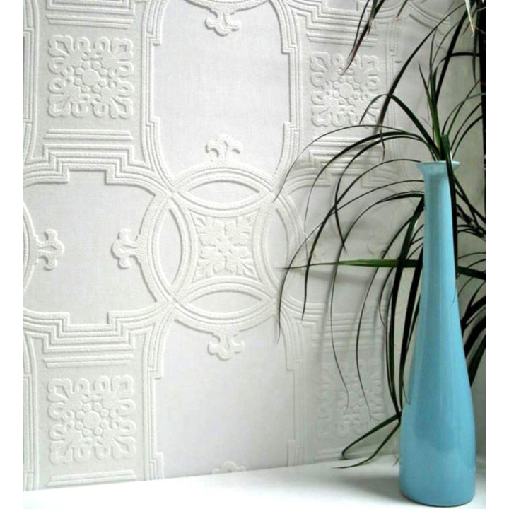 Papel pintado blanco repintable texturizado de alto relieve - Cleva Texture 682526