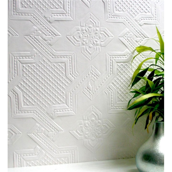 Papel pintado blanco repintable texturizado de alto relieve - Bastian Texture 682528