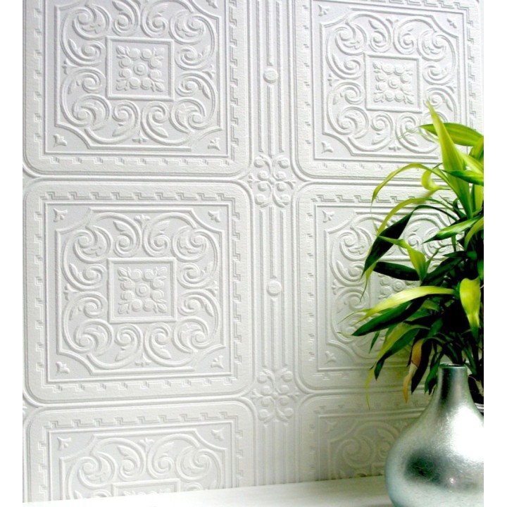 Papel pintado blanco repintable texturizado de alto relieve - Bizancio Texture 682529