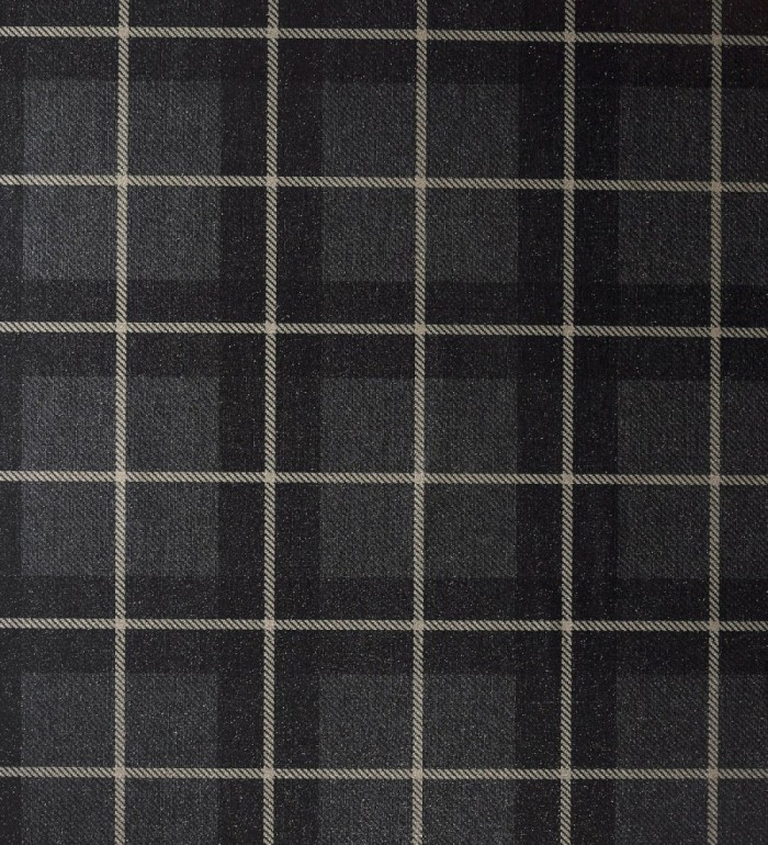 Papel pintado de cuadros escoceses efecto tela tartán color negro - Norris 682530