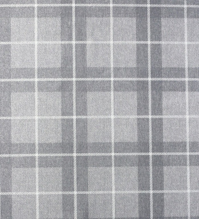 Papel pintado de cuadros escoceses efecto tela tartán color gris - Norris 682531