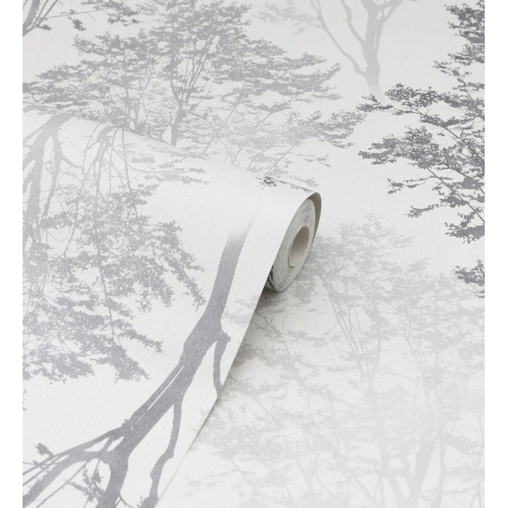 Papel pintado de árboles tonos grises y plata - Gilson Grove 682532