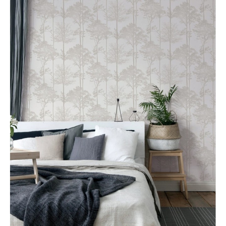 Papel pintado de árboles beige claro - Ava Woodland 682536