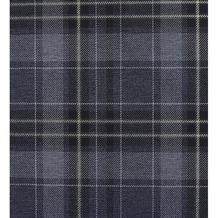 Papel pintado de cuadros escoceses efecto tela tartán color azul oscuro - Carson 682537