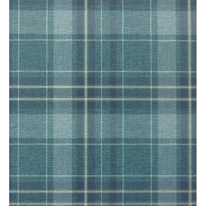 Papel pintado de cuadros escoceses efecto tela tartán color turquesa - Carson 682538