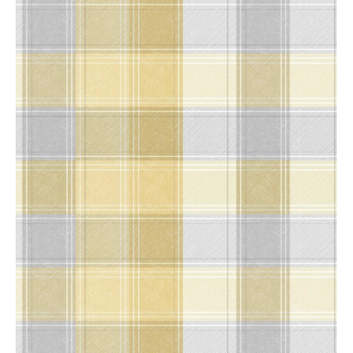 Papel pintado de cuadros escoceses efecto tela tartán tonos amarillos - Roslin Tartan 682541