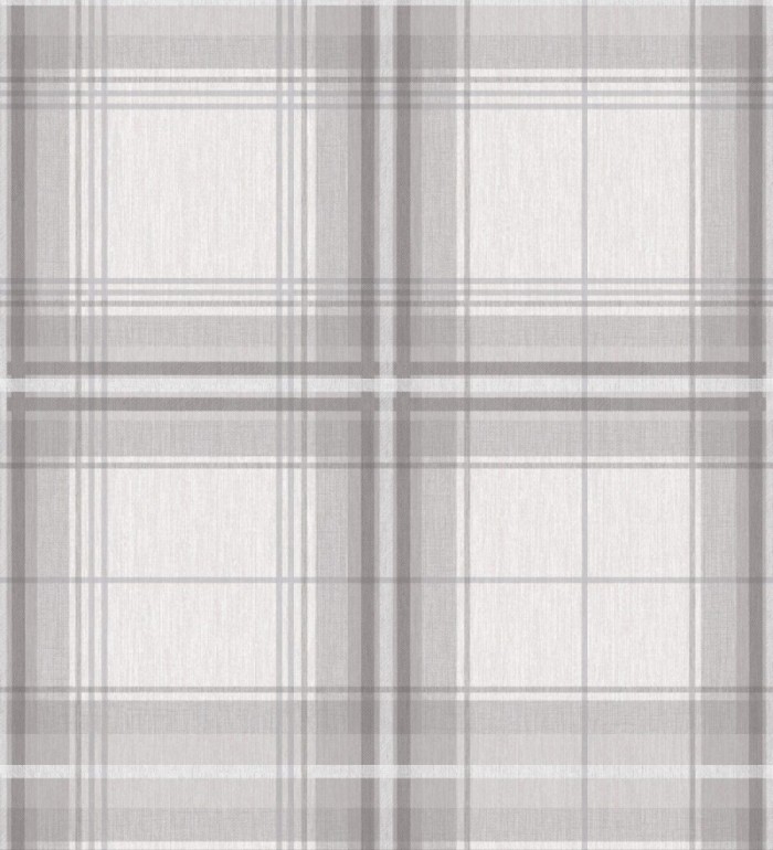 Papel pintado de cuadros escoceses efecto tela tartán tonos grises - James Cross 682543