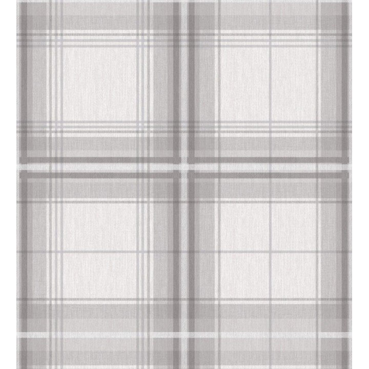 Papel pintado de cuadros escoceses efecto tela tartán tonos grises - James Cross 682543