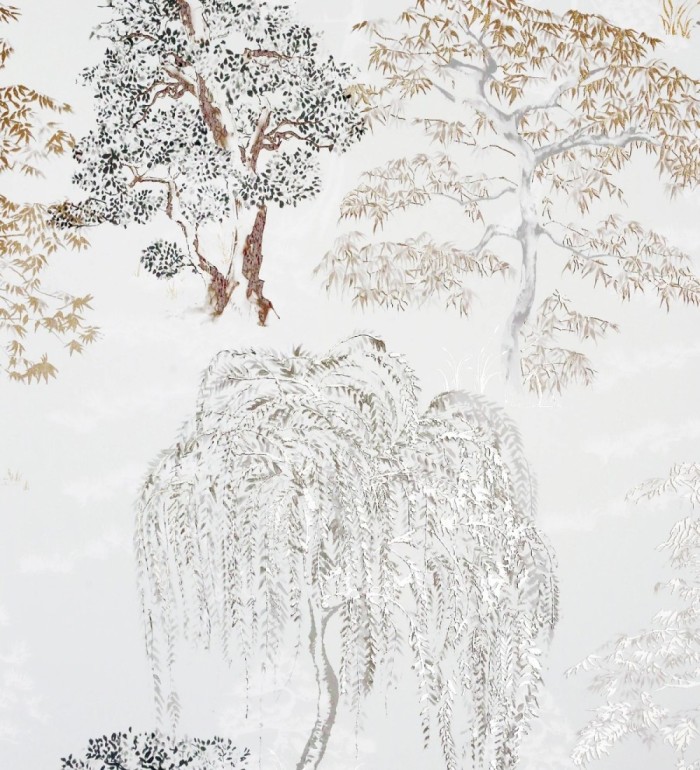 Papel pintado de árboles centenarios con incrustaciones metalizadas - Sherwood Canopy 682545