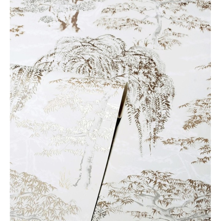 Papel pintado de árboles centenarios con incrustaciones metalizadas - Sherwood Canopy 682545