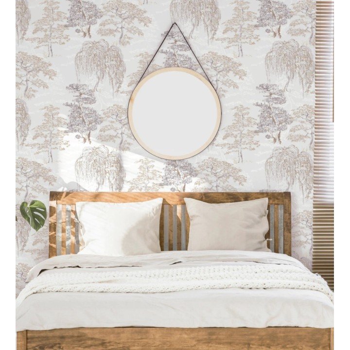 Papel pintado de árboles centenarios con incrustaciones metalizadas - Sherwood Canopy 682545